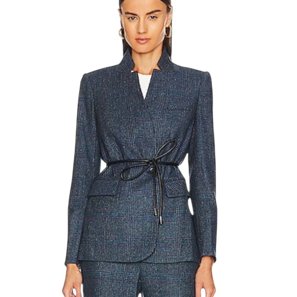 Veronica Beard Wilshire Dickey Jacket Blue Multi Plaid Size 10